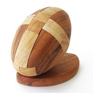 RUGBY XL jeu casse tête à partir de 8 ans difficulté 3/6. Bois massif aux normes CE, marque française Le Délirant, solution avec illustrations fournie. Démonter et reconstituer les 13 pièces du ballon (Le Délirant, neuf)