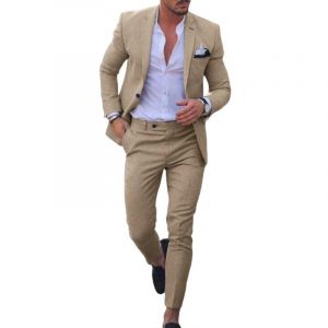 Costume Homme 2 pièces, Costume Homme en Lin 2 pièces, adapté pour Mariage, fête d'affaires, Veste de Costume élégante et Confortable et Pantalon (Driohan⭐⭐⭐⭐⭐, neuf)