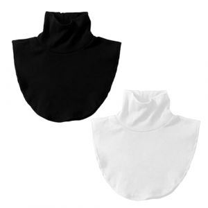NYGGTYK Lot de 2 écharpes à col roulé pour femme - Protection solaire - Col chaud - Col superposé - Faux col tortue - Col monobloc - Insert de col de chemise pour femme, noir/blanc, 20 (STEPHEN TONER, neuf)
