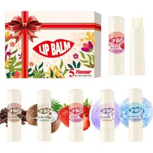 Lot de 5 baumes à lèvres hydratants - Crème apaisante et volumatrice - Baume à lèvres - Pour brillance et hydratation - Soin de la peau - Soin de la peau - Soin de jour et de nuit - Voyage (fachi, neuf)
