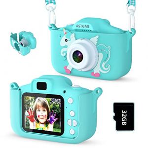ASTGMI Appareil Photo pour Enfants, 2.0 Pouces Enfant Appareil Photo Numérique, Mini Caméra Enfant Rechargeable Caméscope Cadeau Jouet Filles Garçons de 3 à 10 Ans, vidéo HD 1080p, 32G SD Carte (THEZENAS ALA, neuf)