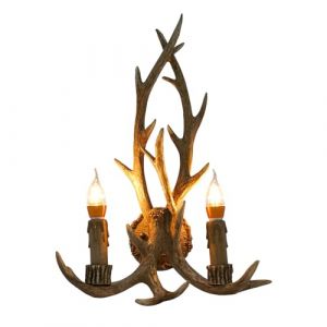RjcdOPL Applique Murale en Bois de Cerf, Applique Murale Rétro E14 en Résine, Éclairage Intérieur, Style Scandinave, Pour Chalets, Salons, Salles à Manger, Chambres à Coucher (RjcdOPL, neuf)