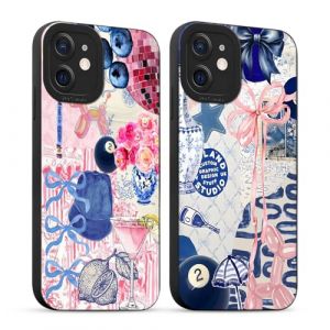 Yirlbey 2 Pièces Coque pour iPhone 12 Mini 5,4 Pouces, Etui Silicone avec Noeud Papillon Collage Aesthetic Motif Design, Caméra de Protection Case Antichoc Housse pour Femme Ultra Fine TPU Étui Souple (XUPINBO, neuf)