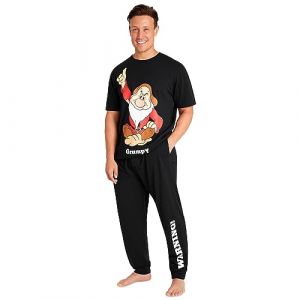Disney Pyjama Homme Humoristique, Ensemble de Pyjama Humour Taille M-3XL, Grincheux, Donald Duck, Jack Skellington (Noir Grumpy, 2XL) (Get Trend., neuf)