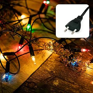 Hellum Pisello LED chaîne lumineuse à l'intérieur, alimenté à l'électricité chaîne lumineuse colorée 35 LED allumée 5,10m, câble vert salon décoration arbre de Noël fiche pour l'intérieur 577686 (Hellum Direkt, neuf)