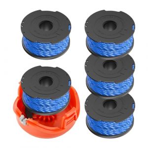 Bobine de fil de rechange pour débroussailleuse Black and Decker A6441, Φ1,65 mm pour débroussailleuse GL650SB, GL652, GL655, GL650SBK, GL650SZ, GL660P, GL680, GL680B (5 bobines + 1 couvercle) (divinge, neuf)