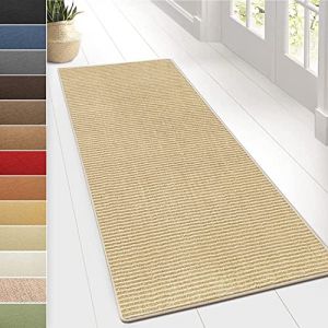 KARAT Tapis en Sisal,Tapis en Fibres Naturelles Sylt - Tapis Naturel pour Votre Salon Fabriqué en Allemagne Bordure en Coton - Attrayant et Robuste (Ivoire, 200 x 400 cm) (Velvet Trading, neuf)