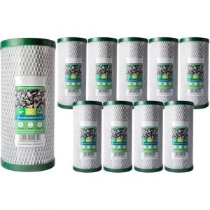 Cartouches charbon actif 10″ (4,5″) – lot de 10 – filtres eau potable universels – anti-chlore, métaux lourds, odeurs & sédiments – remplacement eau froide (Instaltrade, neuf)