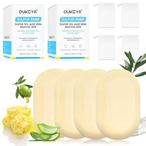 OUKEYA 10% Savon Au Soufre, Savon Lait De Chevre, Cide Salicylique, Huile d'Arbre &agrave; Th&eacute;, Aloe Vera, Apaisant, R&eacute;paration de la Barri&egrave;re Cutan&eacute;e, 4 x115g (guangzhoushixiongbenshengwukejiyouxiangongsi, neuf)