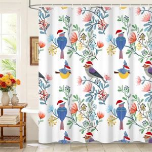 Kzzfqxb Rideaux de Douche Floraux 90x183cm avec Crochets en Plastique, Oiseaux color&eacute;s sur des Branches Fleuries, &eacute;tanche Tissu Polyester pour Baignoire, Belle d&eacute;coration pour Fille Salle de Bain (miaocan, neuf)