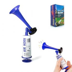Corne de Brum Manuelle,Trompette Supporter,Klaxon S&eacute;curit&eacute; Bateau,Horn Pompe &agrave; Air pour Chasse,&eacute;v&eacute;nements Sportifs,Football,Alarmes,F&ecirc;tes (Bleu) (Lancen-EU, neuf)
