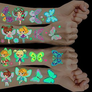 Tatouage Enfant - 10 Feuilles qui Brillent dans le noir - Brillant - Fée des Fleurs - Tatouage Ephemere Imperméable - Tatoo Enfant Fille - Decoration Anniversaire - Cadeau d'anniversaire pour Fille (OGEEH, neuf)