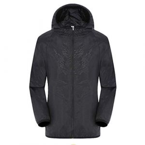 Veste Homme Impérmeable à Capuche Hommes Extérieur Imperméable Veste de Pluie Fermeture éclair Respirante Doublée de Randonnée Manteau de Pluie Coupe-vent Veste à capuche homme Trench Sport Pliable (usitable, neuf)