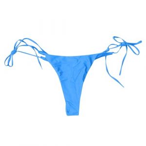 Bas de bikini brésilien pour femme avec lacets taille basse maillots de bain slip mode plage bikini brésilien string noué sur le côté débardeur homme profond F 91W, bleu ciel, L (Woybda, neuf)