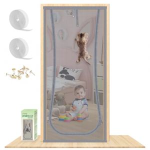 MYPIN Porte Moustiquaire pour Chat, 81.5X210cm R&eacute;sistante aux Animaux de Compagnie, avec Fermeture &Eacute;clair pour Salon, Chambre &agrave; Coucher, Cuisine, Terrasse (MYPIN, neuf)