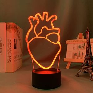 FISSEN 3D Coeur LED Lampe d'illusion Optique Lampe Lumi&egrave;re de Nuit avec C&acirc;ble USB et 7 Couleurs D&eacute;coration pour Enfant Chambre Chevet Table de B&eacute;b&eacute; Enfant Cadeau De No&euml;l F&ecirc;te Anniversaire (VFDJKNBGS, neuf)