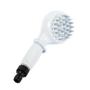 Guide de douche pour chien - Pulvérisateur de bain pour animaux de compagnie avec brosse de massage, poignée de contrôle d'eau | Attache de douche pour chien portable pour baignoire, évier ou vous (Liyaneta, neuf)