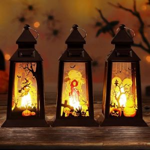 3 Pièces Decoration Halloween Exterieur, Lanterne Halloween Bougie Lampe, LED Citrouille Lumineuse, Automne Deco Halloween Interieur Suspension, Citrouille Photophore Haloween (Lumière Chaude) (Hibiscus Queen, neuf)
