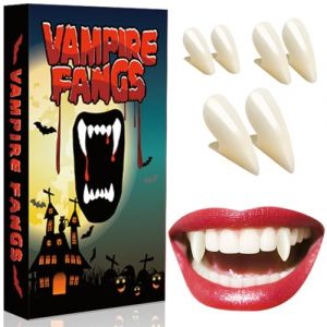 Fausse Dents de Vampire Adulte Enfant: Canine de Vampire Crocs de Vampire Kit Maquillage Halloween Vampire Accessoire Deguisement Vampire Fangs, Dentier Halloween Vampire Teeth Colle Dent de Vampire (YULARA EU FLAGSHIP STORE, neuf)