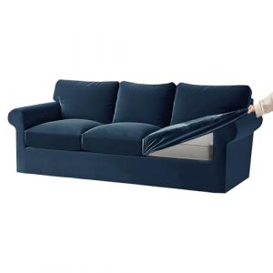 KYJSW Housse De Canapé Ektorp Extensible en Velours 1/2/3/4 Place Couvre Canapé avec Dossiers Et Coussins De Siège Séparés Protection De Meubles (Bleu foncé,Grand 3 Places 7 PCS) (KYJDZ, neuf)