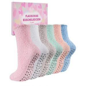SukModen Lot de 6 paires de chaussettes douillettes pour femme - Chaussettes moelleuses chaudes en peluche - Chaussettes antidérapantes avec picots - Chaussettes de lit - Chaussettes d'hiver 35-42 (SukModen Direct, neuf)