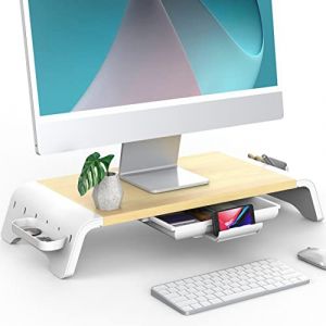 Fenge Réhausseur d'Écran en Bois,Support de Moniteur Pré-Montage,Support d'Ordinateur Portable,PC,TV,Imprimante- avec Accessoires de Rangement,52X23,5X8,9cm (fitueyes-eu, neuf)
