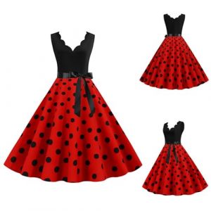 G&eacute;n&eacute;rique Femmes Robe Annee 50 60 40 Vintage Pin Up Retro &eacute;L&eacute;Gante Mariage Cocktail Soir&eacute;E F&ecirc;Te C&eacute;R&eacute;Monie D&eacute;Contract&eacute;E Fronc&eacute; &agrave; Volants Robe Rockabilly Femme Pin Up (qiaoxiahe, neuf)