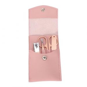 SHERCHPRY Kit De Coupe-ongles 4 Pi&egrave;ces En Acier Inoxydable Rose Dor&eacute; Avec Lime, Pince &agrave; &Eacute;piler Et Ciseaux, Ensemble Manucure P&eacute;dicure Portable Pour Maison Et Voyage Avec &Eacute;tui Pu (Dnna Huang, neuf)
