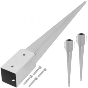 KOTARBAU® 2 x 51 x 51 x 600 mm Support de Poteau a enfoncer en Acier galvanisé Lourd | Support de Poteau carré en métal entraîné a Planter | Support Poteau Bois | Support Poteau A Enfoncer (KOTARBAU, neuf)