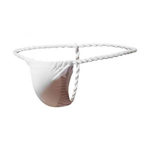 Newsywell Homme String Soie Glac&eacute;e pour Tanga Classic Thong Bulge Pouch &Eacute;lastique Bikinis Taille Basse Briefs sous-v&ecirc;tements Blanc Moyen (Newsywell, neuf)