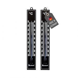 Lantelme Lot de 2 thermom&egrave;tres de jardin noirs - Affichage de la temp&eacute;rature de -30 &deg;C &agrave; 50 &deg;C - En plastique - 18 cm - R&eacute;sistant aux intemp&eacute;ries - Pour l'int&eacute;rieur et le jardin - Thermom&egrave;tre (lantelmegmbh, neuf)