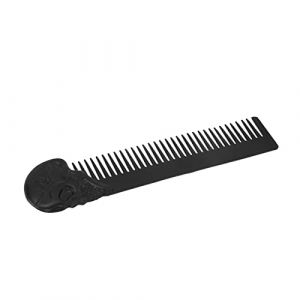 Depisuta Peigne &agrave; Cheveux &eacute;l&eacute;gant en Alliage de Zinc avec Motif de Cr&acirc;ne de Poche, Redresse les Dents et Emp&ecirc;che les Frottements, Convient aux Cheveux/barbe, Utilisation Portable, Mat&eacute;riau en (BLACK) (Wenteru, neuf)