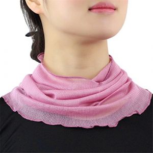 Femme Couleur Unie 100% Soie de M&ucirc;rier Tour de Cou Faux Col Foulard &Eacute;charpe de Cou Cercle Tube &Eacute;charpe(Vieille Rose) (UK_Stone, neuf)