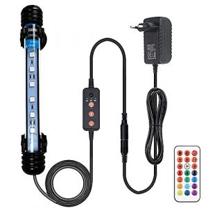 VARMHUS &Eacute;clairage LED Aquarium Lampe，Fish Tank Lighting avec t&eacute;l&eacute;commande et minuterie Auto Turn On/Off Custom Ajuste 13 couleurs et luminosit&eacute; (RGB 18cm) (Xiaoping Ma, neuf)