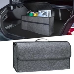 HIAHXC Sac de rangement pliable en feutre antid&eacute;rapant pour coffre de voiture, outils de voiture et d&eacute;sencombrement int&eacute;rieur, convient &agrave; tous les v&eacute;hicules (Gris) (SAI NA SI, neuf)