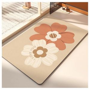 Ergocar Tapis De Salle De Bain 50x80cm, Tapis De Salle De Bain Ultra-Fin à Absorption Rapide Tapis De Bain Antidérapant en Caoutchouc Tapis De Bain Arrosable Adapté à La Salle De Bain, à La Cuisine (Ergocar -FR, neuf)