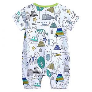 Body Manche Courte Bebe Garcon 0-18 Mois ete Dessin animé Animal Camion Lettre Combinaison Bebe Garcon Mignon Barboteuse Bebe Fille Respirant Vetement Unisexe Pyjama Enfant (Green, 12-18 Mois) (Tioiru, neuf)