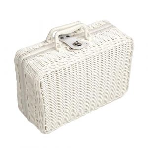 Sharplace Valise rétro en Osier PP, boîte de Rangement de Panier de Pique-Nique en Osier, Poubelle à Accessoires, Sac à Main Vintage en rotin pour la Maison, Le, Blanc, m (RT Technology, neuf)