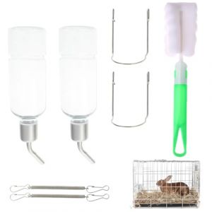 Rongeur Distributeur Eau, Hamster Bouteille d'eau, Bouteille De Lapin, Suspendue Abreuvoir Lapin Automatique, Lapin Eau Feeder pour Lapins Cochons d'Inde Hamsters (Transparent, 180ML*2) (LEDIG L, neuf)