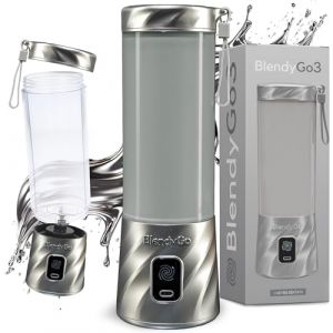 Blender portable BlendyGo 3, Mixeur, Blender Smoothie rechargeable USB, Mixeur Smoothie puissant sans fil, Mini Blender pour smoothies et jus, sans BPA, 550 ml (Silver Metalic) (BlendyGo, neuf)