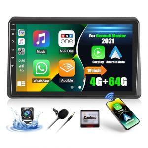 CAMECHO [8-C&oelig;ur 4+64G] Android 15 Carplay Autoradio pour Renault Master 2019-2022 Autoradio, Wireless Carplay Android Auto, 10'' &eacute;cran 2 DIN Stereo avec Navigation RDS/FM/Mirror Link Bluetooth DSP (Icamecho, neuf)