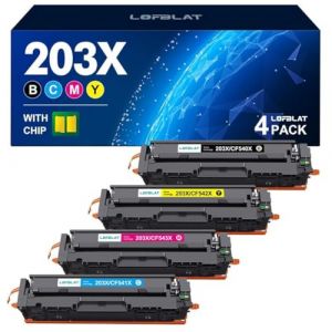 LOFBLAT 203X Cartouche de Toner pour HP 203X 203A CF540X CF540A pour MFP M281fdw M281fdn M280nw M281cdw pour HP Color Laserjet Pro M254dw M254nw M254dn (Noir Cyan Magenta Jaune, Pack de 4) (NICOVERVELO, neuf)