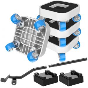 NIUXX Ruedas Mover Muebles avec roulettes Pivotantes &agrave; 360 Degr&eacute;S, 4 roulettes pour Meubles (1.25in) et 1 Pied-de-biche, Kit de Levage de Meubles pour Canap&eacute;S, Tables, Charge Maximale 450kg (NIUXXKJ, neuf)