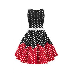 BlackButterfly Enfants Robe Années 50 Vintage à Pois 'Amy' (Noir - Rouge - Pois, 7-8 Ans) (BlackButterfly Clothing, neuf)