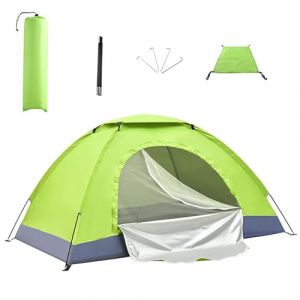 Tente de camping en tissu Oxford, pour installation instantanée, légère et portable, pour randonnée, voyage, design à double porte, ventilation optimale (2 personnes, vert kaki) (Florestoria, neuf)