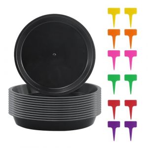 12 Pi&egrave;ces Coupelle Pot de Fleur Soucoupe Pot Fleur Plastique Soucoupes Pots de Fleurs (15CM) avec 12 &Eacute;tiquettes sous Pot de Fleur Rond Dessous de Verre pour Plantes D'int&eacute;rieur et D'ext&eacute;rieu (CARANNAC LTD, neuf)