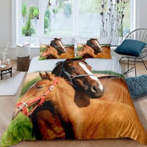 Homewish Housse de Couette Cheval Sets de Housses de Couettes Motif d'animaux de La Ferme pour Enfants Garçons Filles, Parure de Lit 240 x 260 Amoureux des Chevaux Bruns Décoration Élégante (Suzhou yiyanyun e-commerce Co., Ltd, neuf)