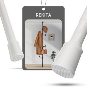 REKITA Porte Manteau sur Pied T&eacute;l&eacute;scopique [110-310cm] avec 5 Crochets - Blanc - Porte Manteau Stable Gain de Place pour Entr&eacute;e, Chambre, Balcon - Valet de Chambre & Porte-V&ecirc;tements (Rekita-EU, neuf)