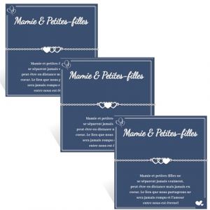 VU100 3 Pi&egrave;ces Mamie Petite-Fille Bracelet Cadeau Grand Mere et Petite Filles Fete des Meres pour Mamie Cadeau Fete des Grand Mere Anniversaire No&euml;l pour Femme Ado Fille Original Idee Coeur Bijoux (VU100, neuf)
