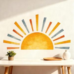 PHMING 2 Pi&egrave;ces Muraux Enfants 142 &times; 74 cm, Stickers Chambre Fille Auto-adh&eacute;sif, Motif Soleil Autocollant Mural, pour Chambre de B&eacute;b&eacute; Fille et Gar&ccedil;on, Chambre de Maternelle (PHMING, neuf)